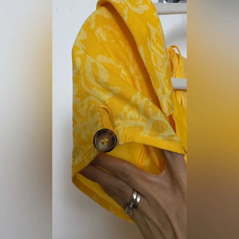 NWT Free People Womens A Thing Called Love Boho Linen Blend Mini Yellow Dress 0 - Picture 7 of 10